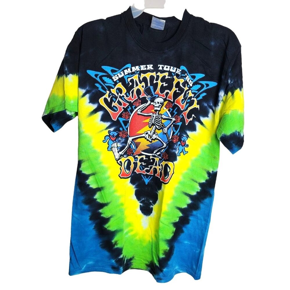 Gildan Ultra Cotton Medium Crew Neck Grateful Dead Skeleton Graphics Tie Dye Sho